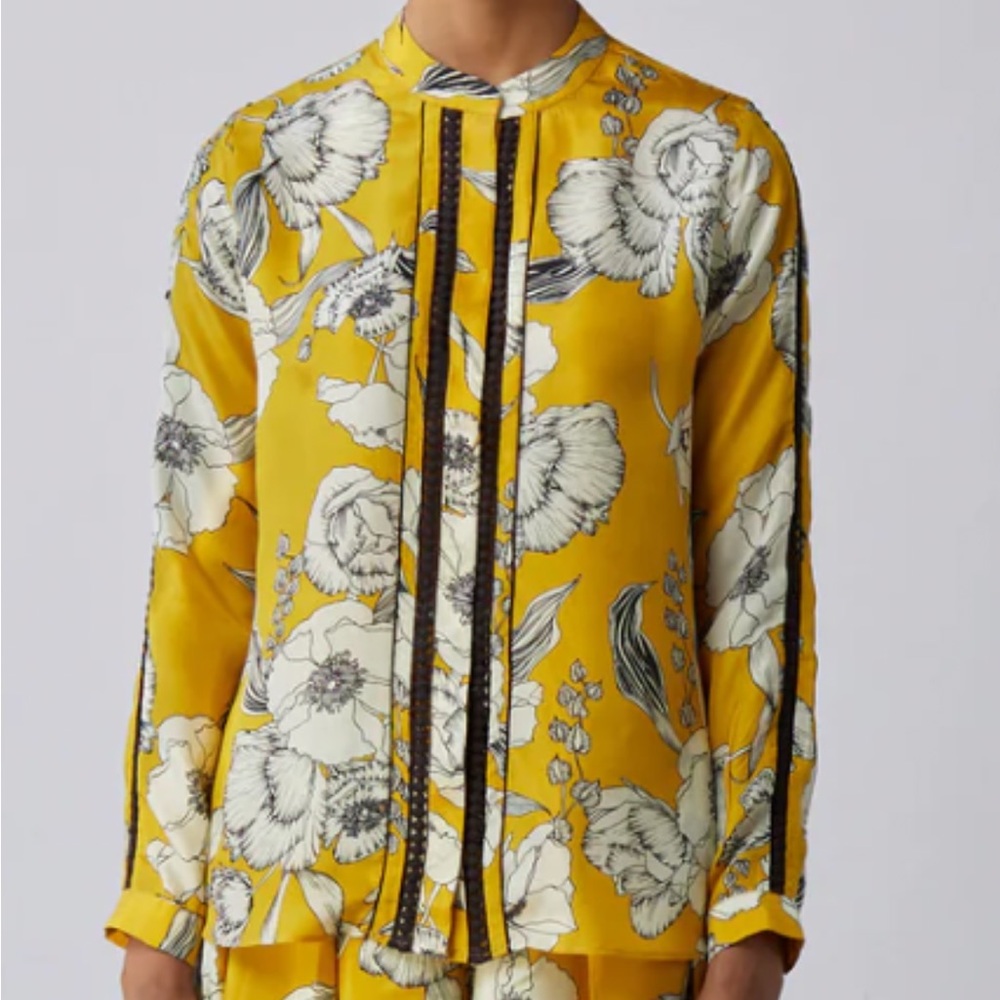 Anthropologie Silk Blouse M Yellow Marlene